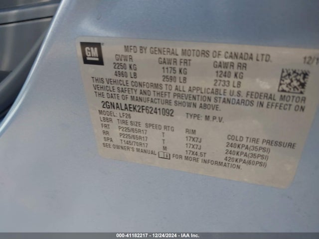 2GNALAEK2F6241092 Chevrolet EQUINOX LS