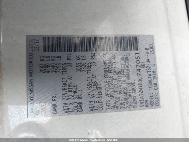 5N1AT2MT0JC742051 Nissan ROGUE SV