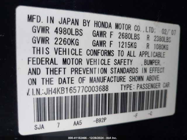 2007 ACURA RL JH4KB16577C003688 Photo 8