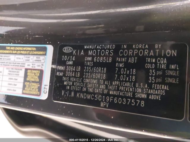 KNDMC5C19F6037578 KIA Sedona Sx