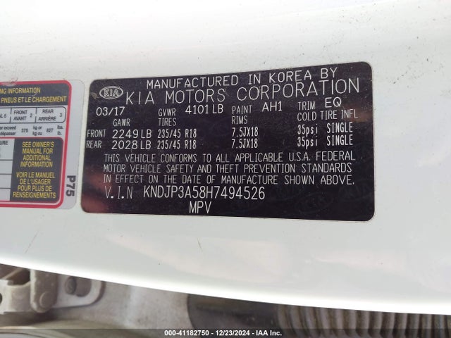 KIA SOUL + 2017 KNDJP3A58H7494526 Image 9
