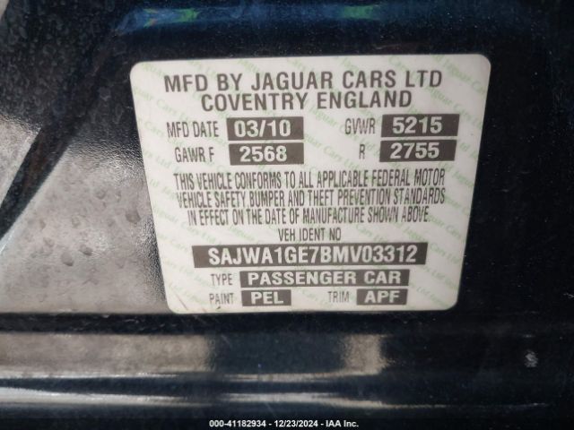 2011 JAGUAR XJ SAJWA1GE7BMV03312 Photo 8