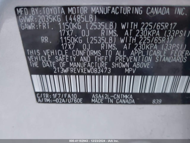 Toyota Rav4 Xle 2014 2T3WFREVXEW083473 Image 9