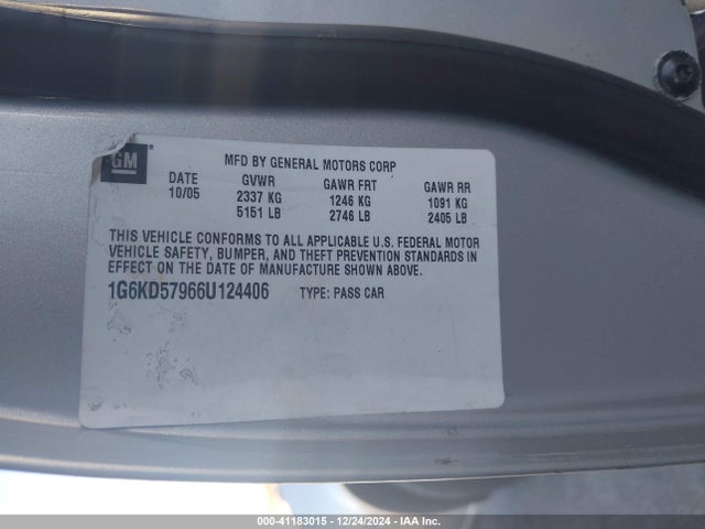 2006 CADILLAC DTS 1G6KD57966U124406 Photo 8