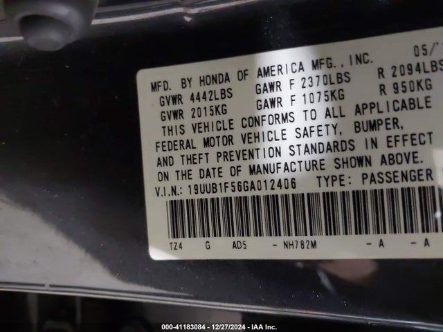 19UUB1F56GA012406 Acura TLX TECH