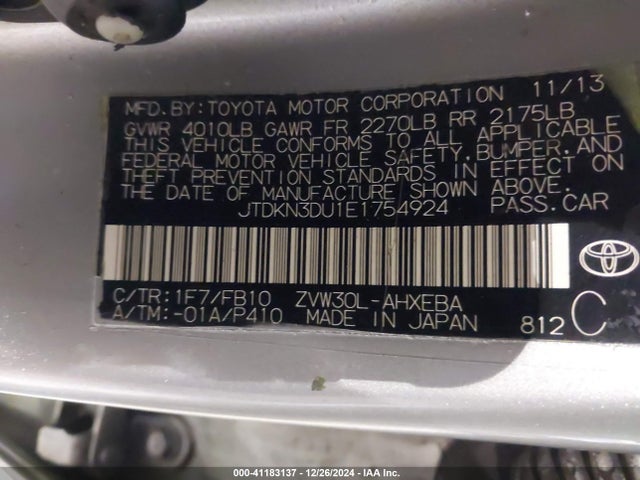 JTDKN3DU1E1754924 Toyota Prius