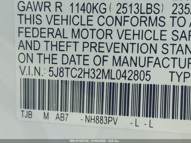 5J8TC2H32ML042805 Acura Rdx Standard