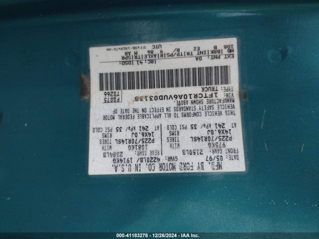 Продаж на аукціоні авто 1997 Ford Ranger Splash/xl/xlt, vin: 1FTCR10A6VUD03138, номер лоту: 41183278