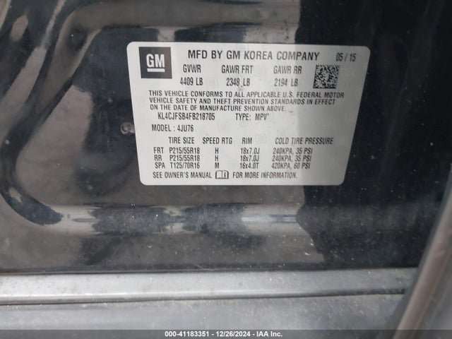 Buick Encore Convenience 2015 KL4CJFSB4FB218705 Image 9