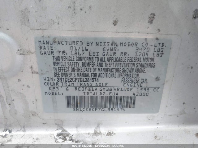 Nissan Versa Note S (sr)/s Plus/sl/sr/sv 2016 3N1CE2CP7GL381574 Image 9