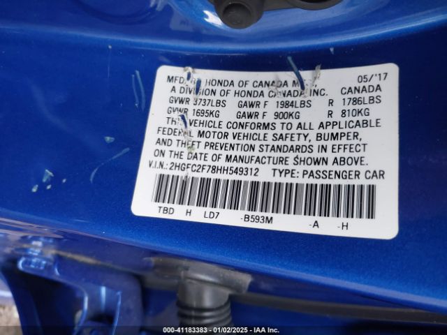 2HGFC2F78HH549312 Honda CIVIC EX