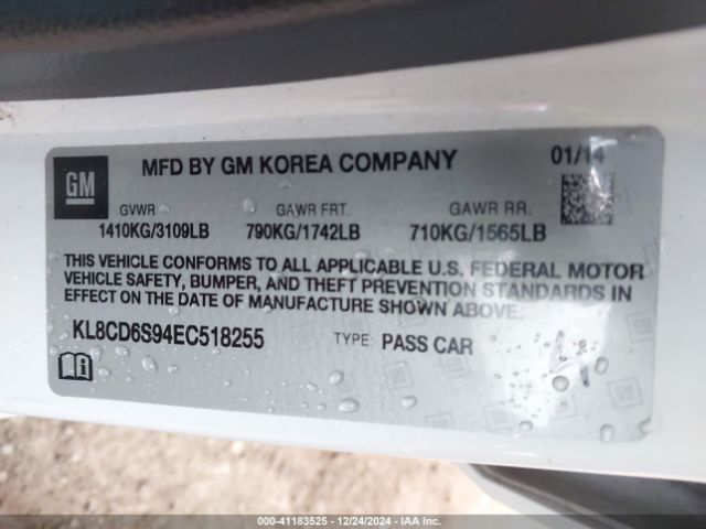 KL8CD6S94EC518255 Chevrolet Spark 1lt Auto