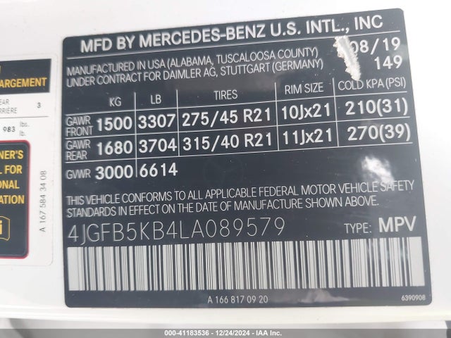 4JGFB5KB4LA089579 Mercedes-Benz Gle 450 4matic