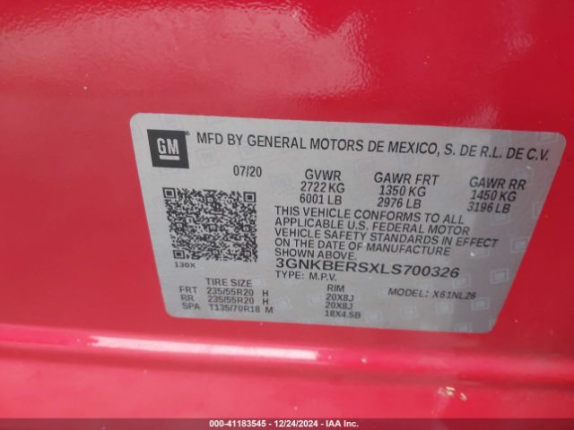 3GNKBERSXLS700326 Chevrolet Blazer Fwd Rs