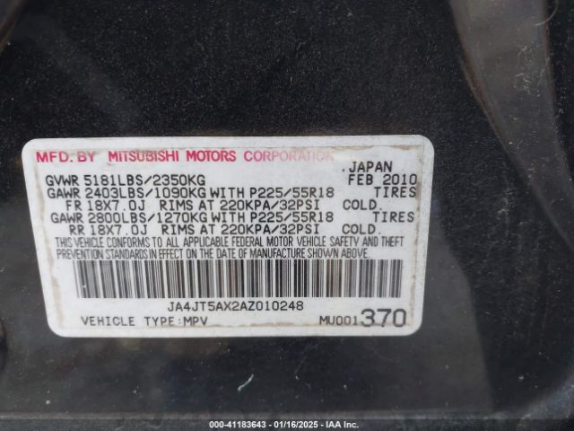 2010 MITSUBISHI OUTLANDER JA4JT5AX2AZ010248 Photo 8