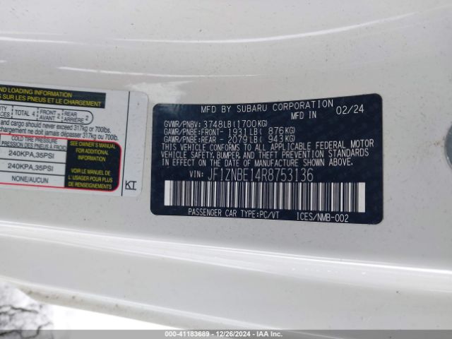 JF1ZNBE14R8753136 Toyota Gr86 Premium
