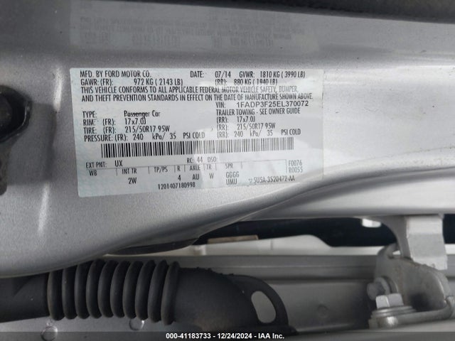 Ford FOCUS SE 2014 1FADP3F25EL370072 Image 9