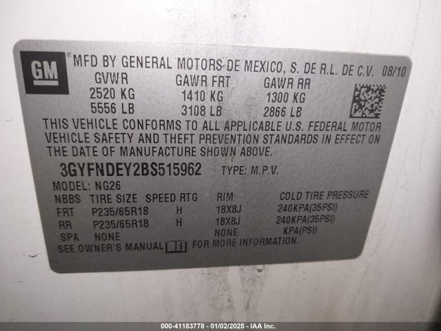 2011 CADILLAC SRX 3GYFNDEY2BS515962 Photo 8