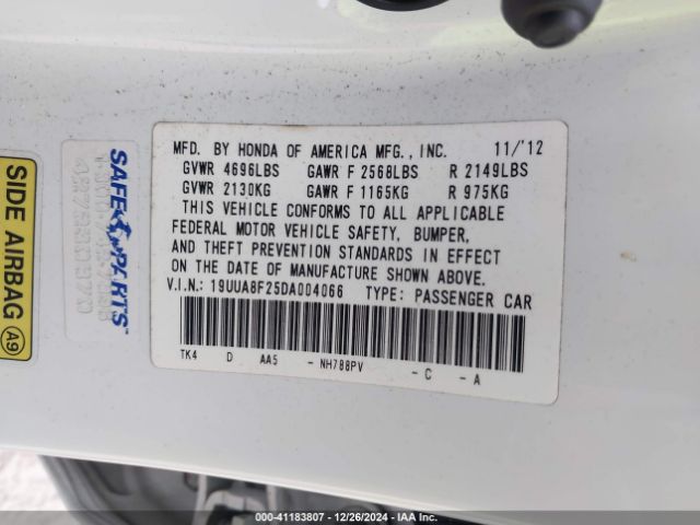 2013 ACURA TL 19UUA8F25DA004066 Photo 8