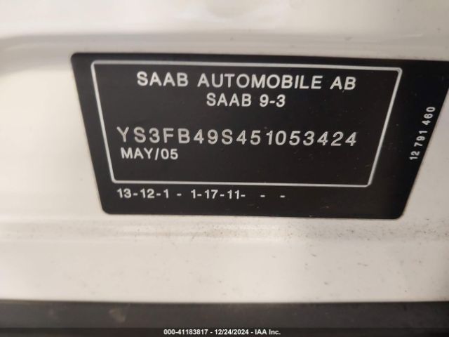 2005 SAAB 9-3 YS3FB49S451053424 Photo 8
