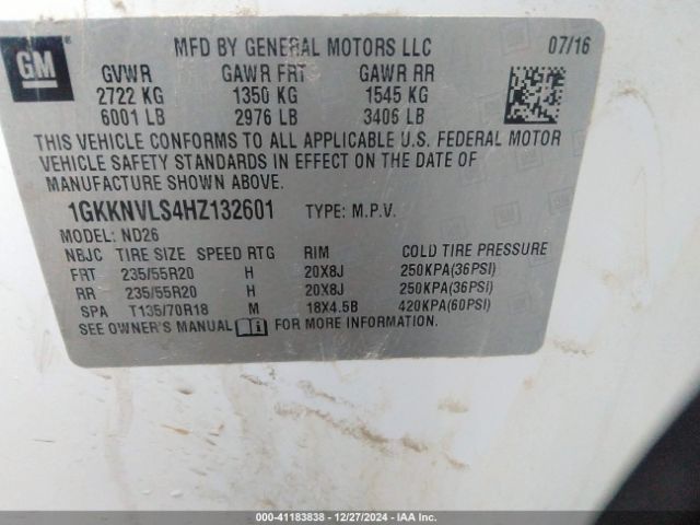 1GKKNVLS4HZ132601 GMC Acadia Slt-1