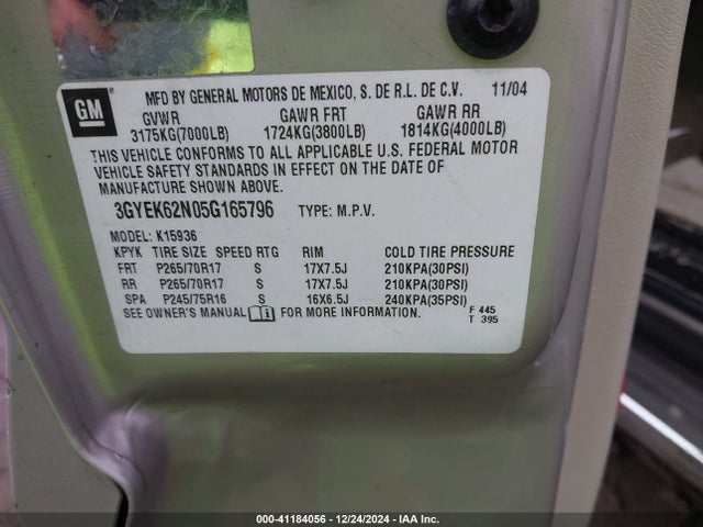 2005 CADILLAC ESCALADE EXT 3GYEK62N05G165796 Photo 8