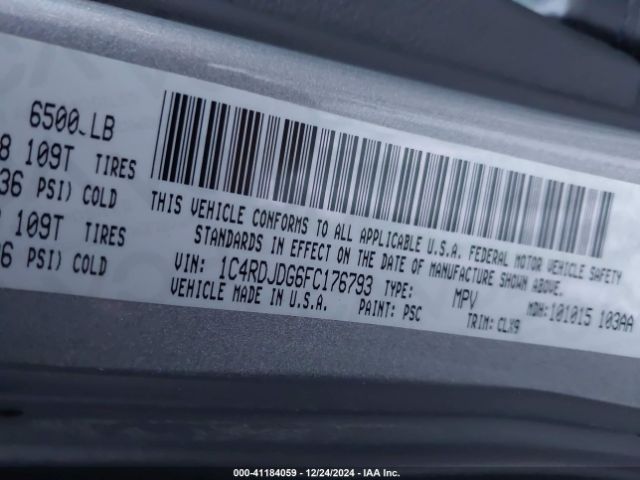1C4RDJDG6FC176793 Dodge DURANGO LIMITED