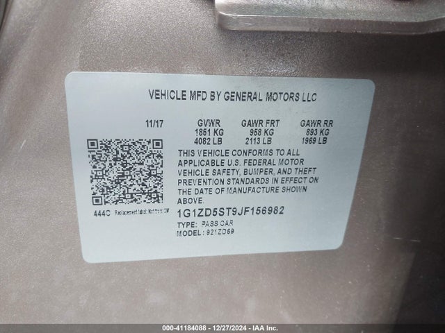 1G1ZD5ST9JF156982 Chevrolet MALIBU LT