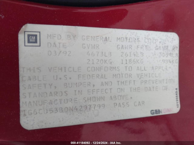 1992 CADILLAC DEVILLE 1G6CD53B0N4297799 Photo 8