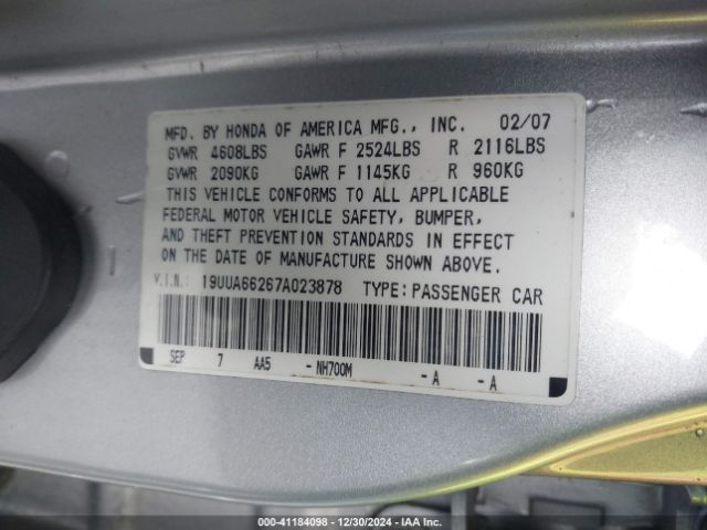2007 ACURA TL 19UUA66267A023878 Photo 8