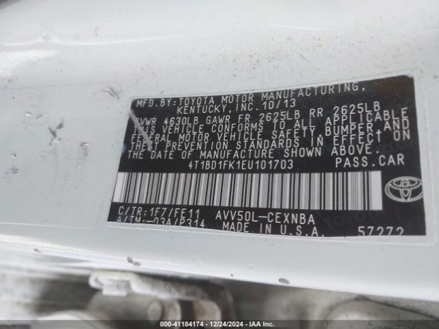 4T1BD1FK1EU101703 Toyota Camry Hybrid Le