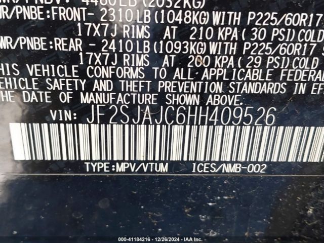 JF2SJAJC6HH409526 Subaru Forester 2.5i Limited
