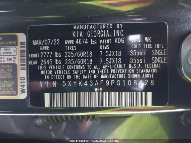 5XYK43AF9PG108428 KIA Sportage Sx