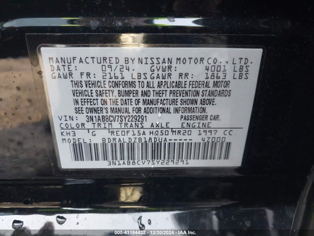 3N1AB8CV7SY229291 Nissan SENTRA SV