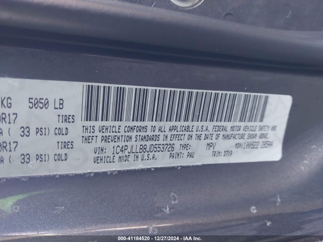 1C4PJLLB8JD553726 Jeep Cherokee Latitude Plus Fwd