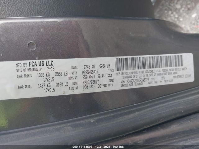 2C4RDGEG0JR345370 Dodge Grand Caravan Gt