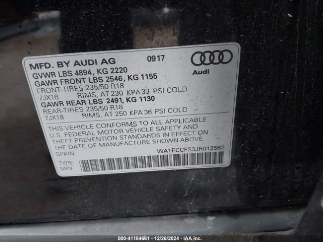 WA1ECCFS3JR012562 Audi Q3 2.0t Premium/2.0t Sport Premium