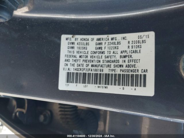 1HGCR2F30FA186188 Honda ACCORD LX