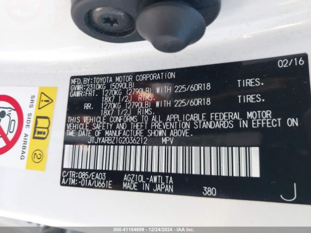 JTJYARBZ1G2036212 Lexus NX 200T