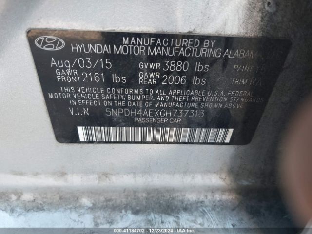 5NPDH4AEXGH737313 Hyundai ELANTRA SE