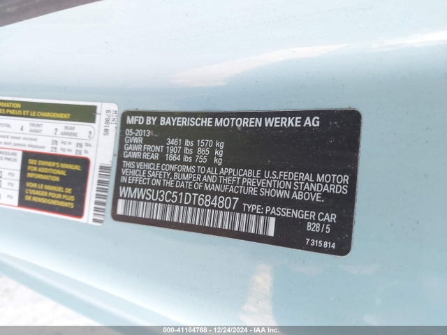 2013 MINI HARDTOP WMWSU3C51DT684807 Photo 8