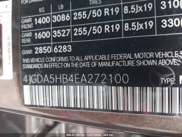 4JGDA5HB4EA272100 Mercedes-Benz Ml 350 4matic
