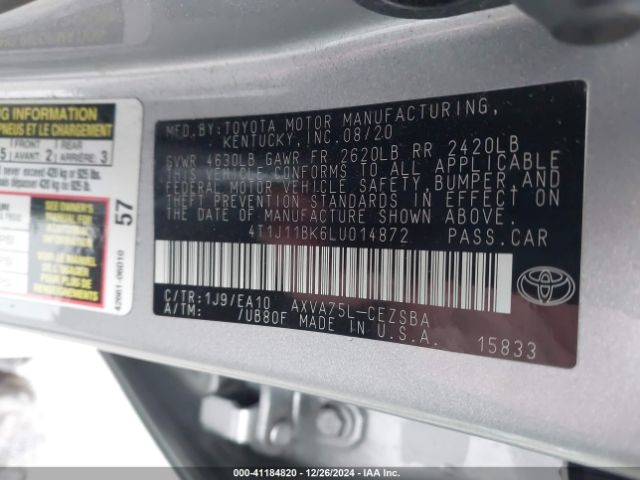 4T1J11BK6LU014872 Toyota Camry Se Awd