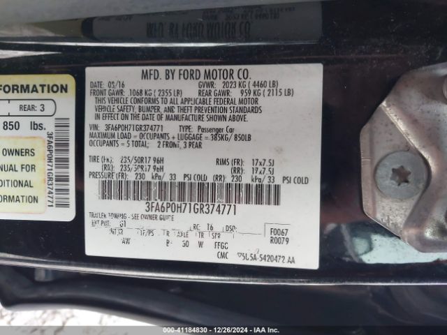 3FA6P0H71GR374771 Ford FUSION SE