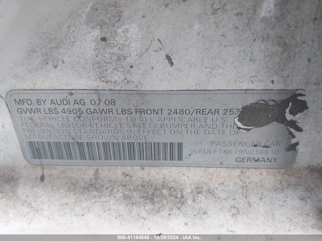 2009 AUDI A4 WAULF78K79N016610 Photo 8