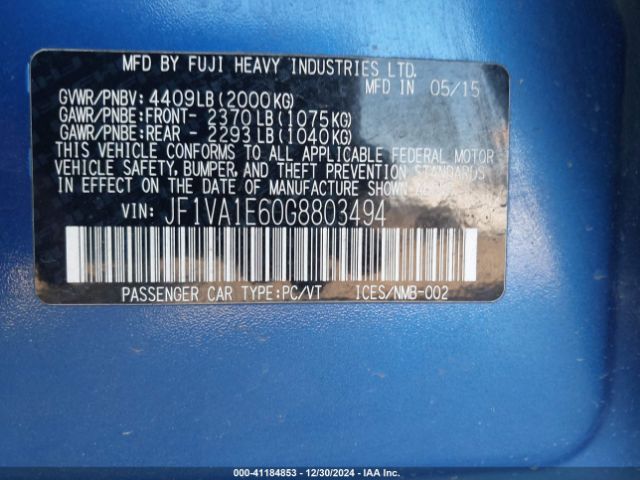 JF1VA1E60G8803494 Subaru Wrx Premium
