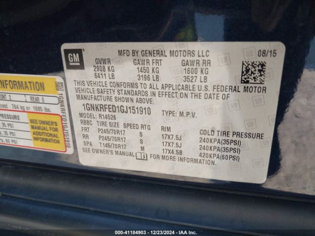 1GNKRFED1GJ151910 Chevrolet Traverse Ls
