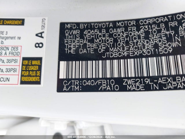 Toyota Corolla Hybrid Le 2023 JTDBCMFEXP3011509 Image 9