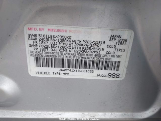 2007 MITSUBISHI OUTLANDER JA4MT41X47U001032 Photo 8