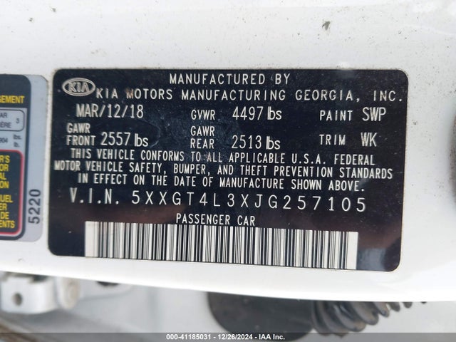 KIA Optima Lx 2018 5XXGT4L3XJG257105 Image 9